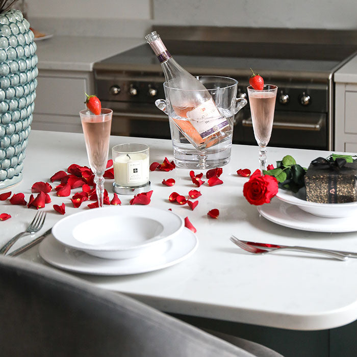 Romantic Date with Real Red Rose Petals and Forever Rose Gifts