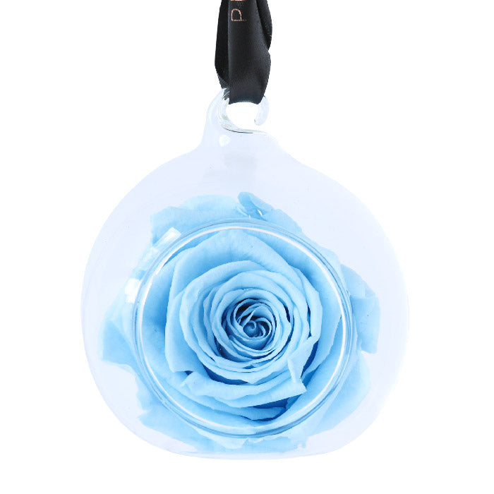 Baby Blue Hanging Rose Glass Bauble