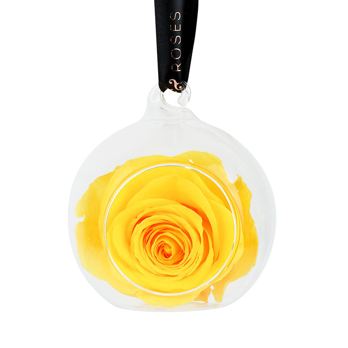 Petals and Roses Yellow Rose Glass Bauble