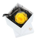 Petals and Roses Yellow Preserved Rose Bauble Gift with White Luxury Box